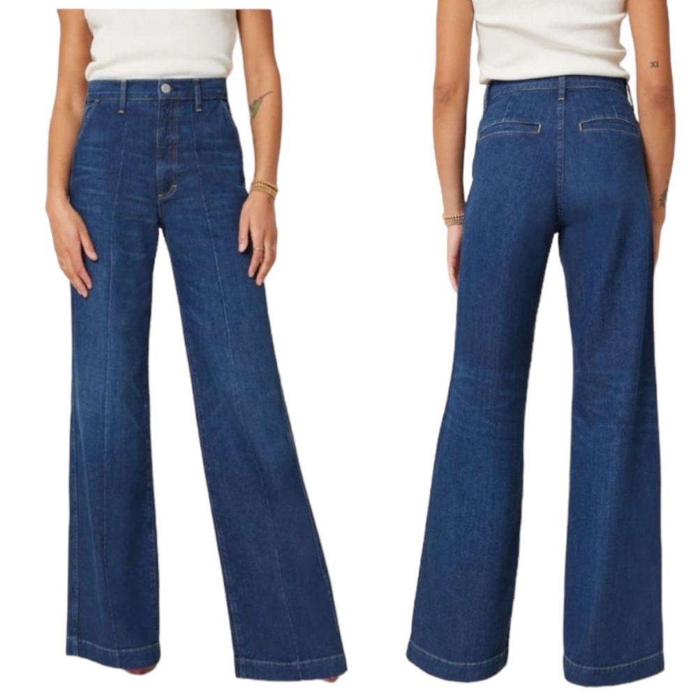AMO The CJ Wide Leg Denim Pant Trouser Jeans Boho Resist Dark Wash Size 25